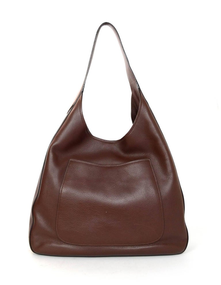 Prada Radica Brown Vitella Corsica Leather Hobo Bag For Sale at 1stDibs ...