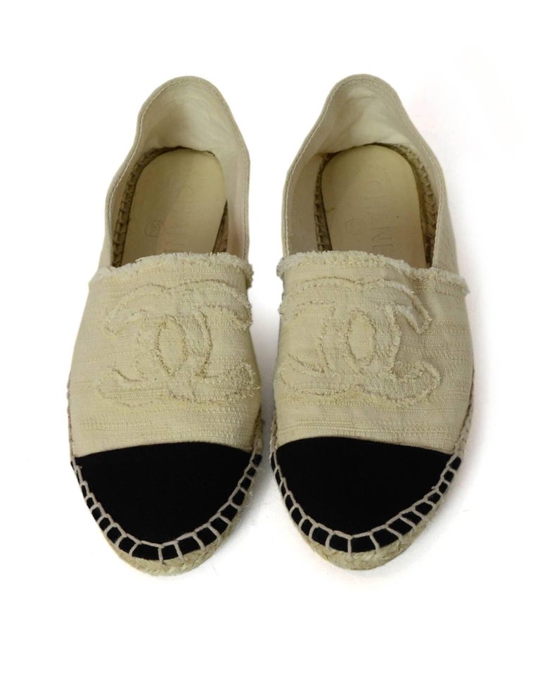 chanel black canvas espadrilles