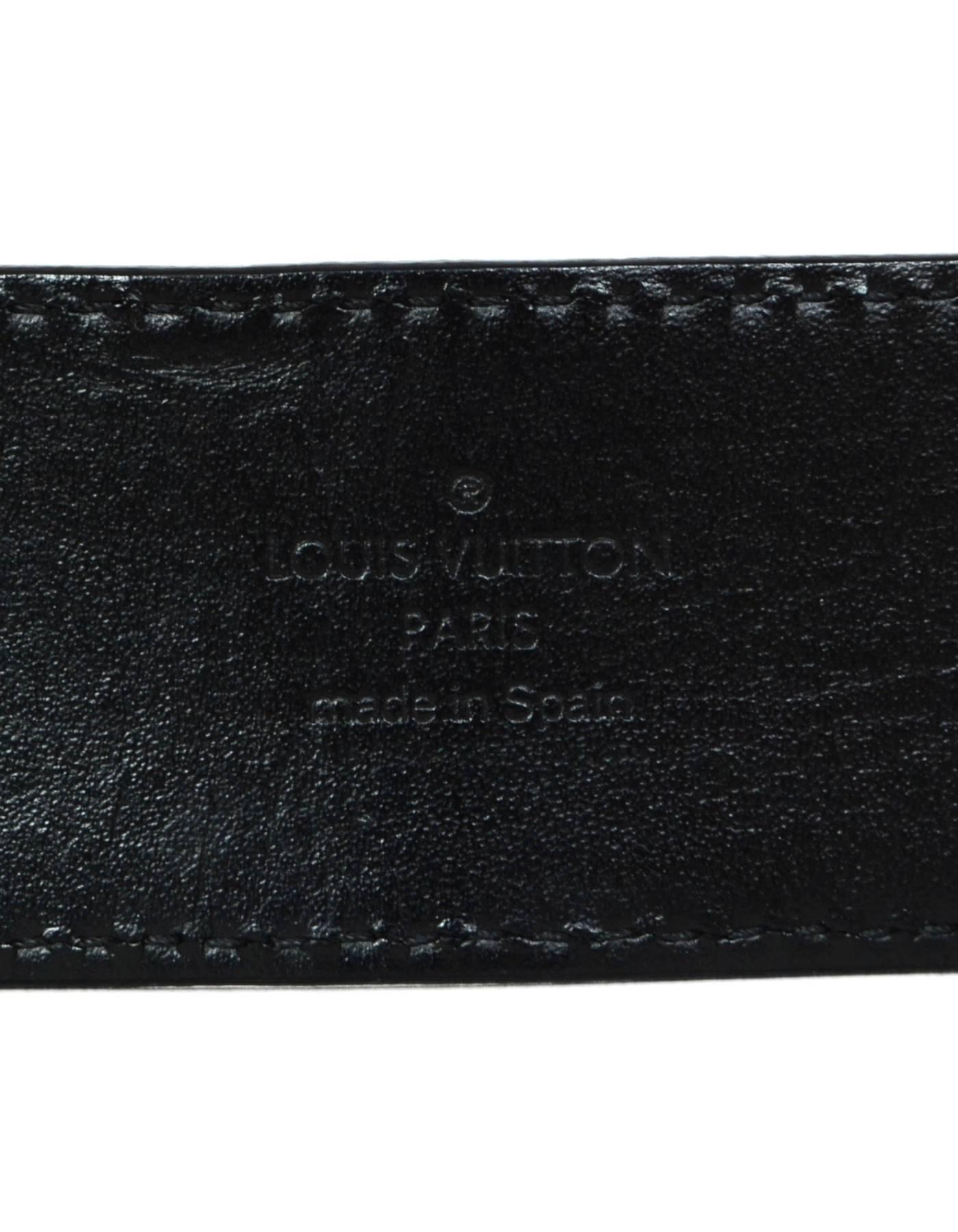 Women's or Men's Louis Vuitton Carbone Black Suede Mini Damier LV Initials Belt Sz 100