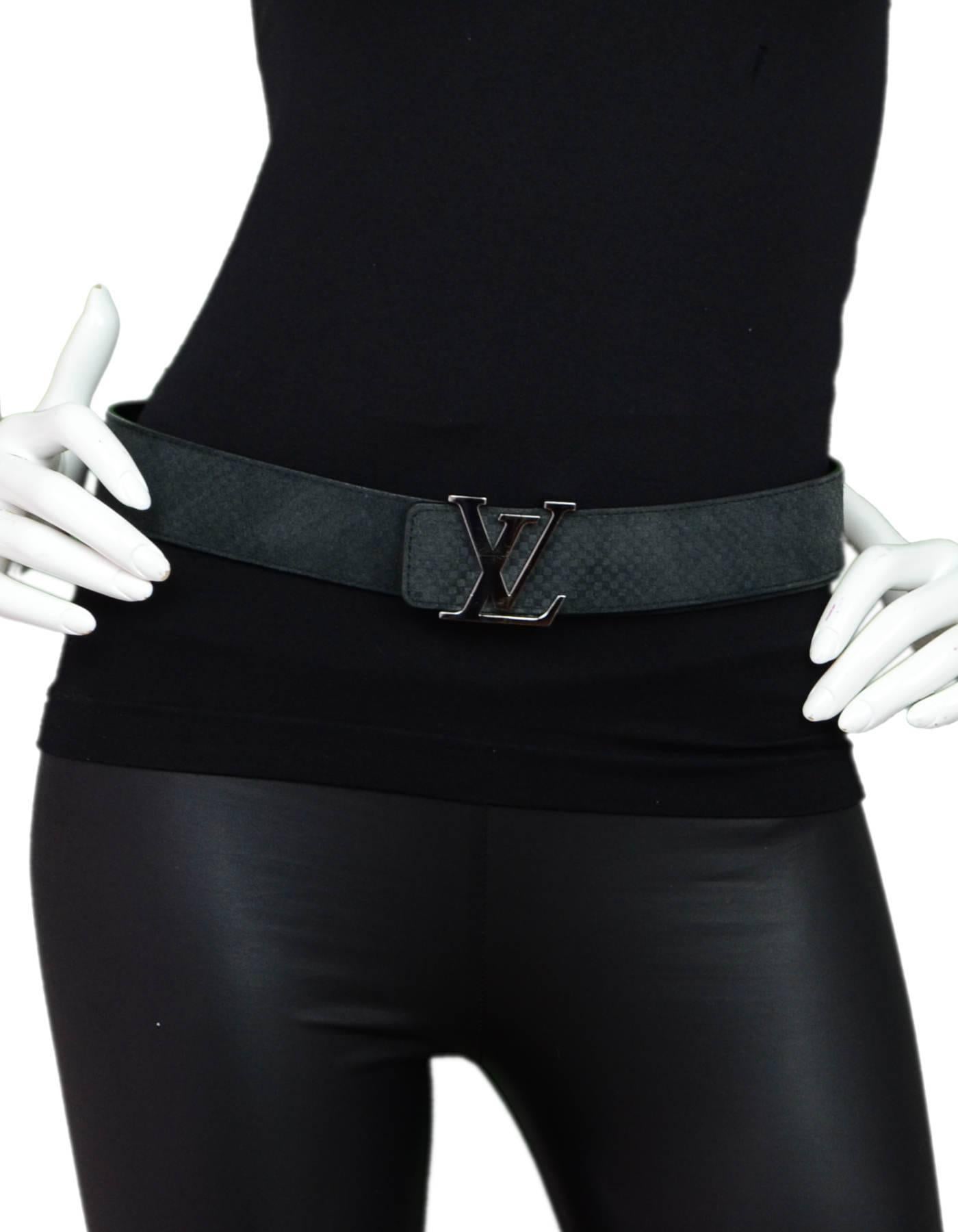 Louis Vuitton Carbone Black Suede Calfskin Mini Damier LV Initials Belt Sz 100

Made In: Spain
Color: Black
Materials: Leather, suede, metal
Stamped: Louis Vuitton Paris Made in Spain CA4173
Closure/opening: Peg closure
Retail Price: $650 +