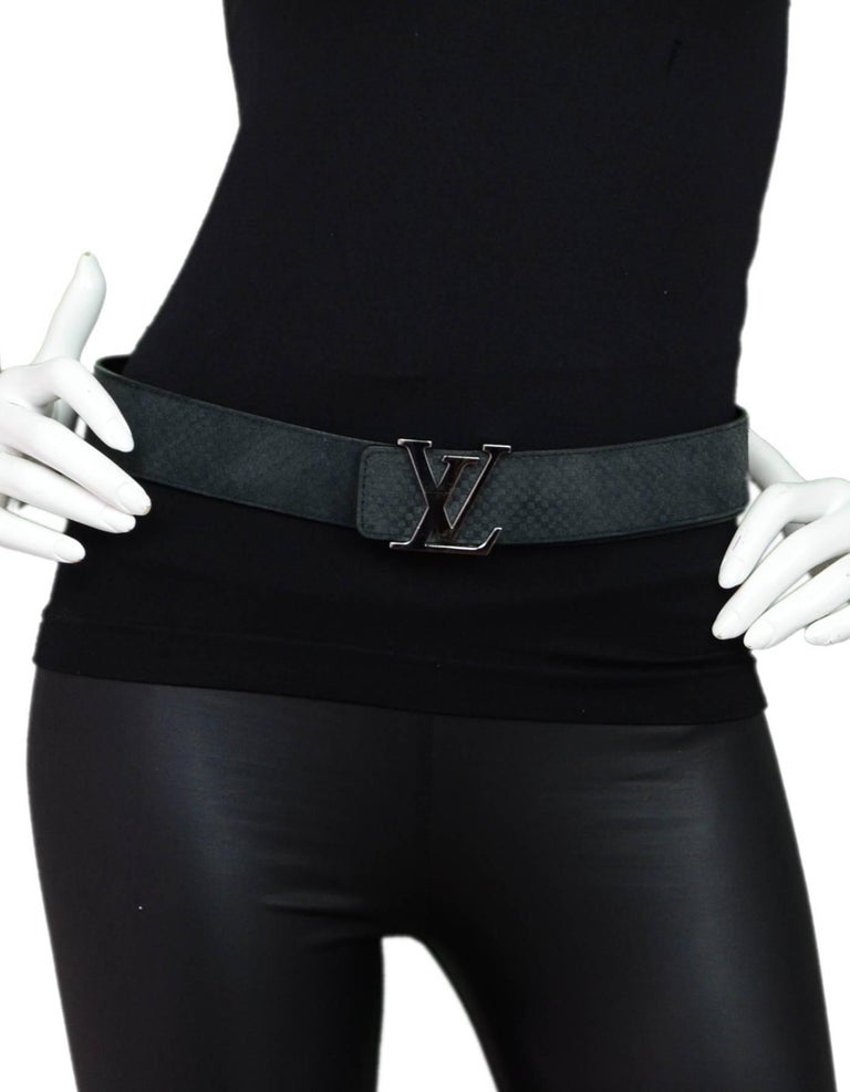 Louis Vuitton Black Mini Damier Suede LV Initiales Belt 110CM