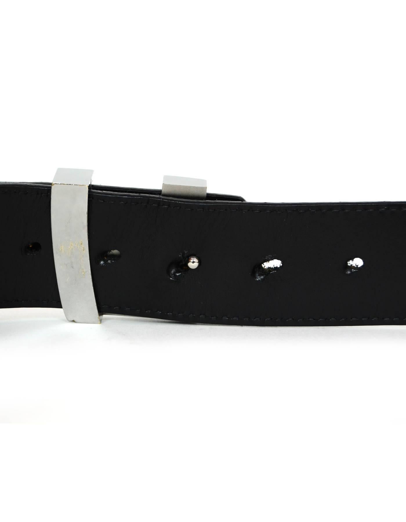 Louis Vuitton Carbone Black Suede Mini Damier LV Initials Belt Sz 100 In Good Condition In New York, NY