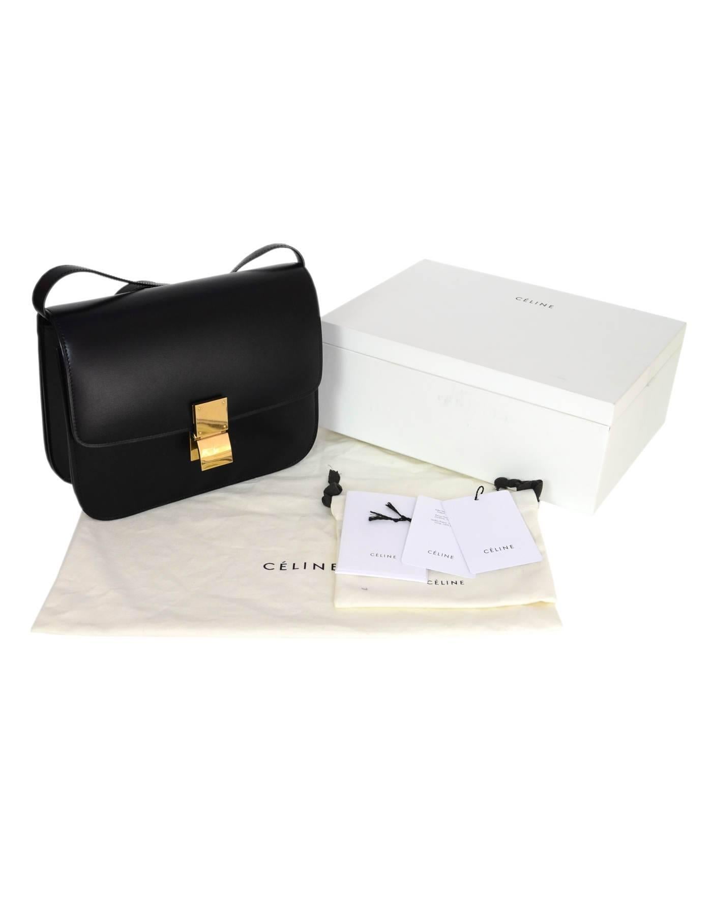 Celine Black Calfskin Medium Box Bag w. Box & Dust Bag  2