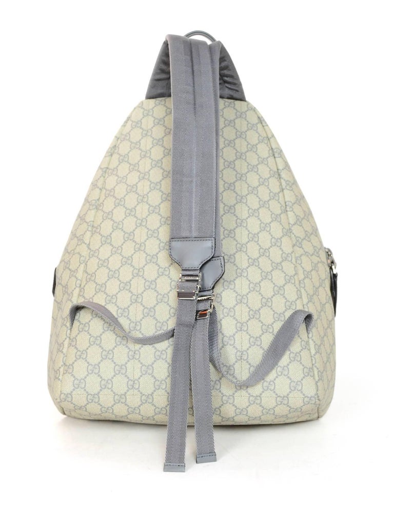 Gucci Grey Monogram GG Supreme Backpack Bag For Sale at 1stdibs