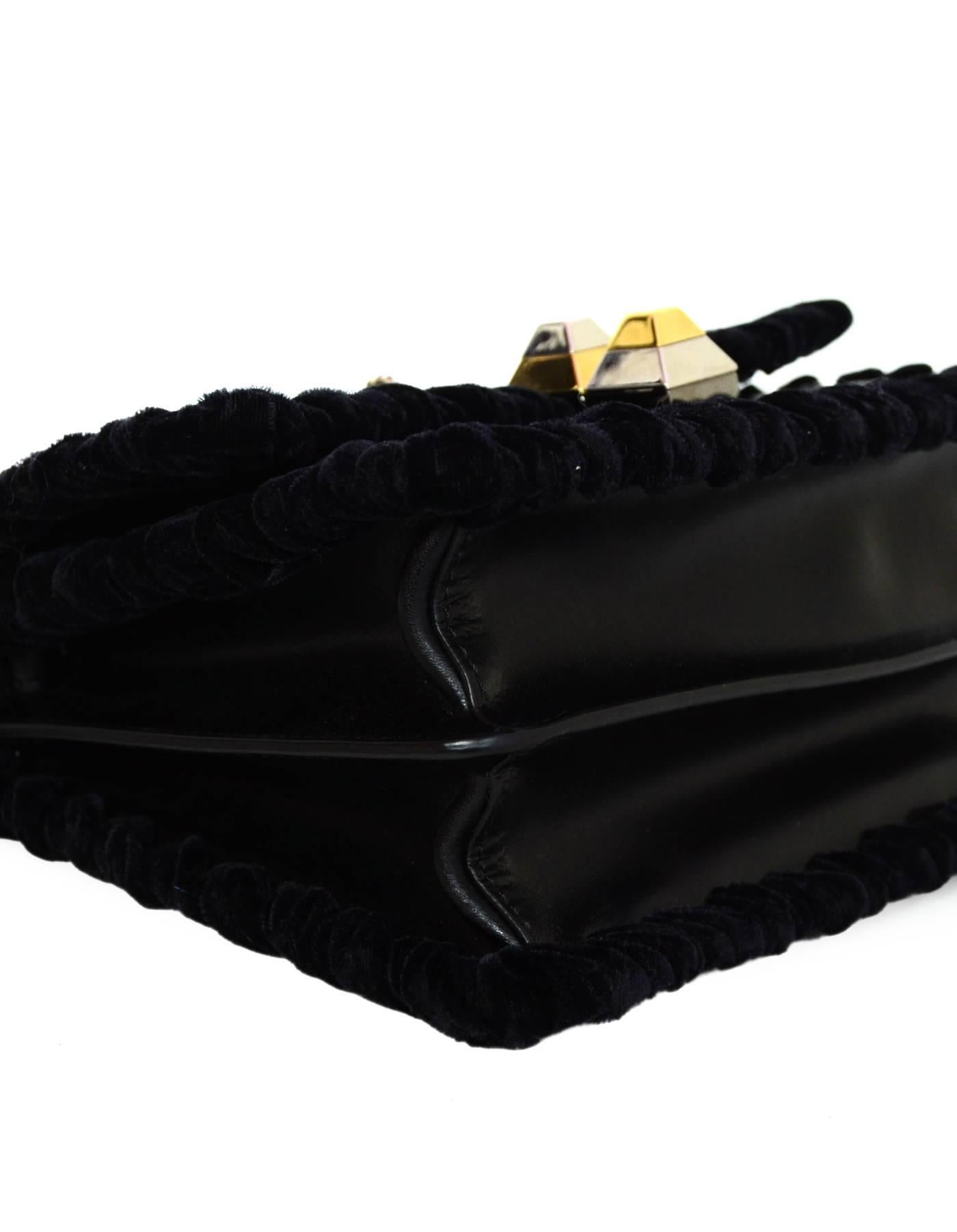Women's or Men's Fendi Black Leather Kan I Mini Whipstitch Stones Bag