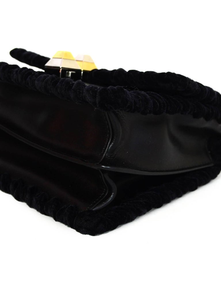 Fendi Black Leather Kan I Mini Whipstitch Stones Bag For Sale at 1stDibs