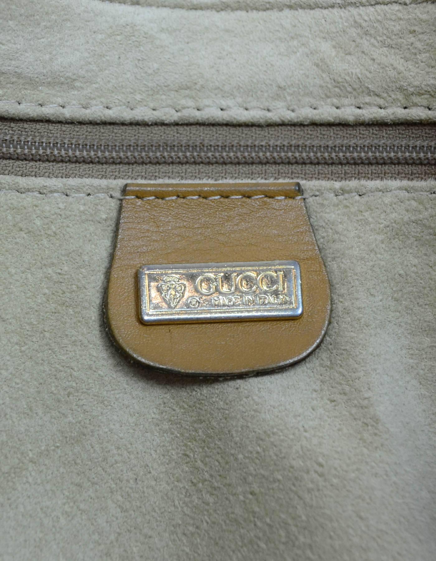 Gucci Vintage Beige & Tan Monogram Boston Bag w. Strap 2