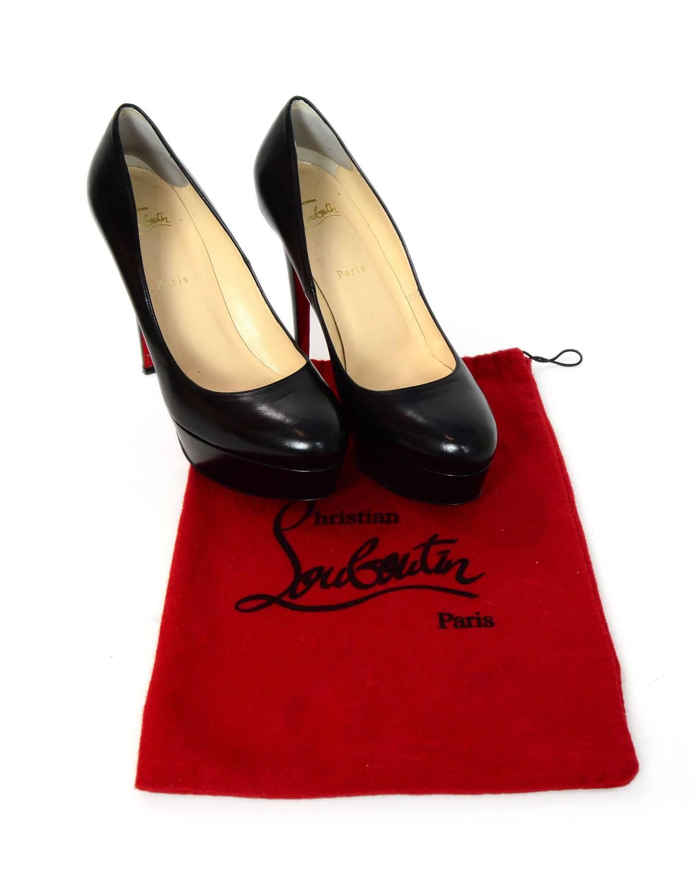 Christian Louboutin Black Leather Bianca 140mm Pumps Sz 41 with DB 2