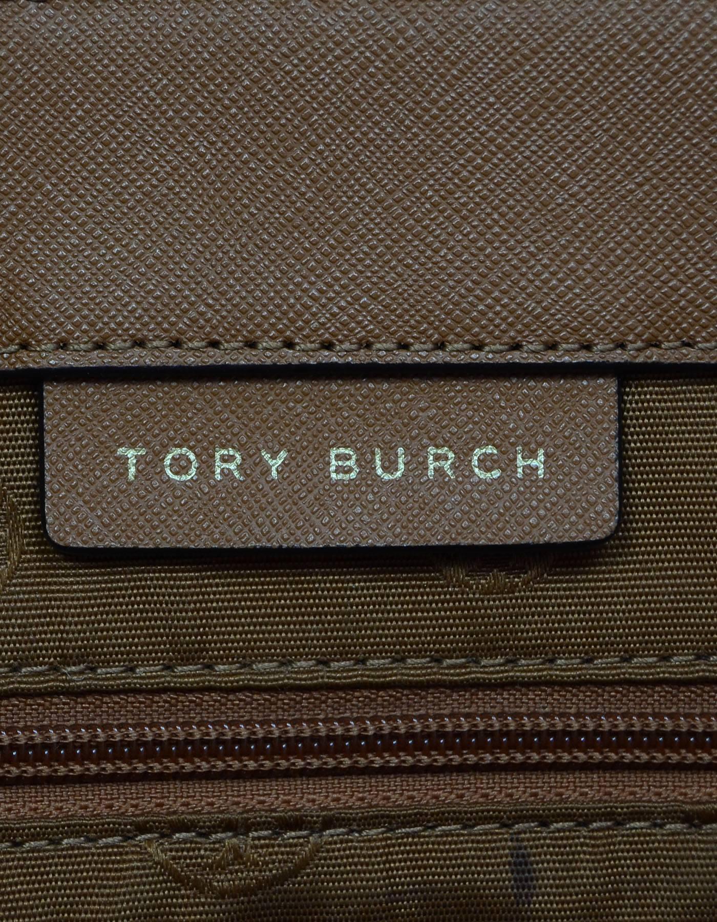 Tory Burch Tan Saffiano Small York Tote Bag  In Excellent Condition In New York, NY