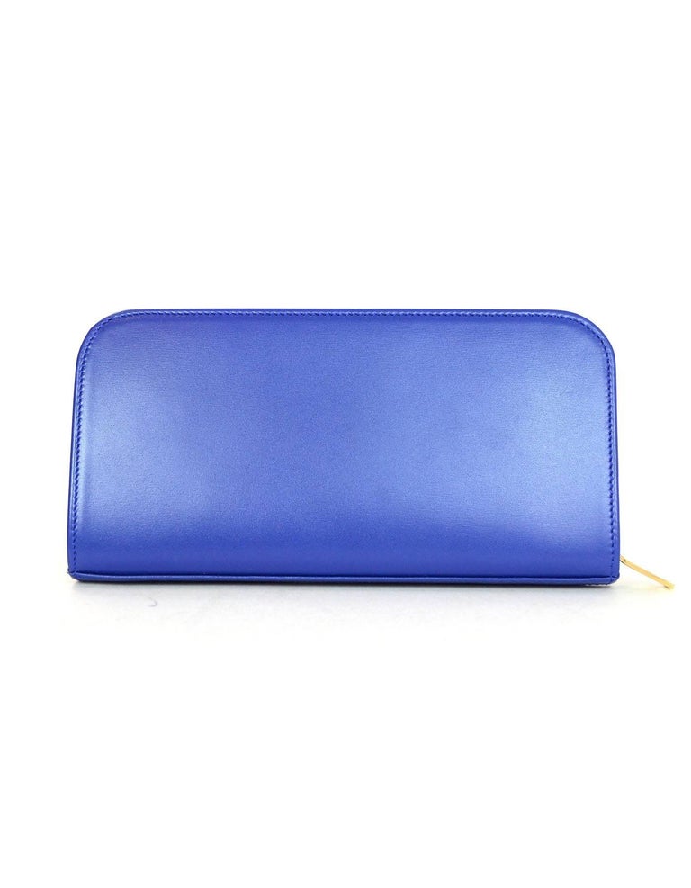 Saint Laurent Cobalt Blue Calfskin Classic Zip Around Wallet w