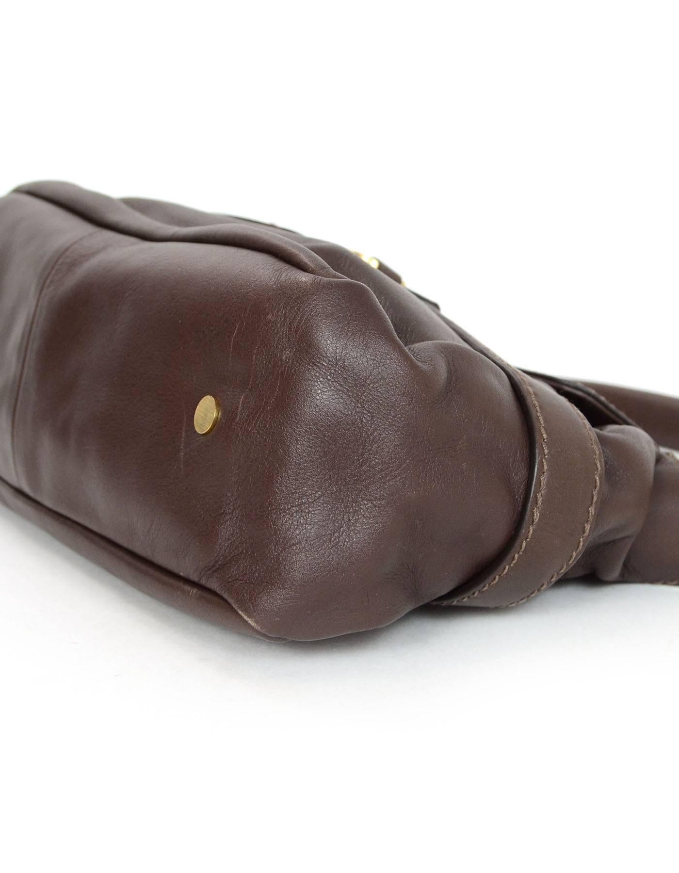 Women's Jimmy Choo Brown Leather Tulita Top Handle Bag