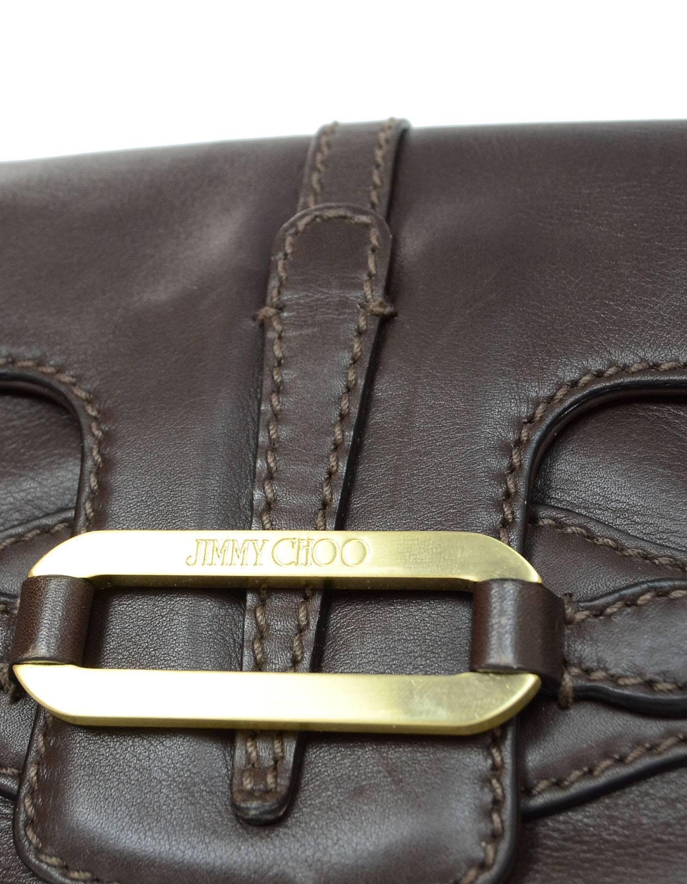 Jimmy Choo Brown Leather Tulita Top Handle Bag 1