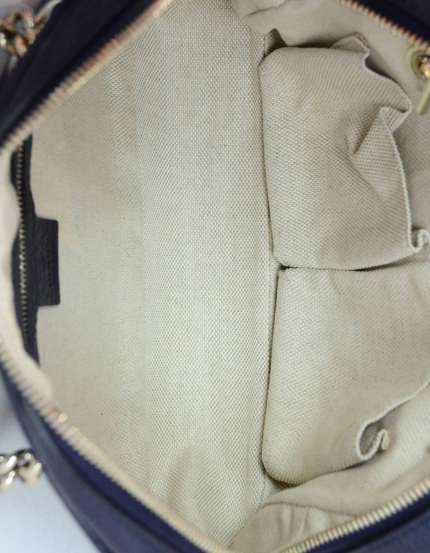 Gucci Navy Leather Logo Soho Chain Zip Top Shoulder Bag w. Dust Bag 1