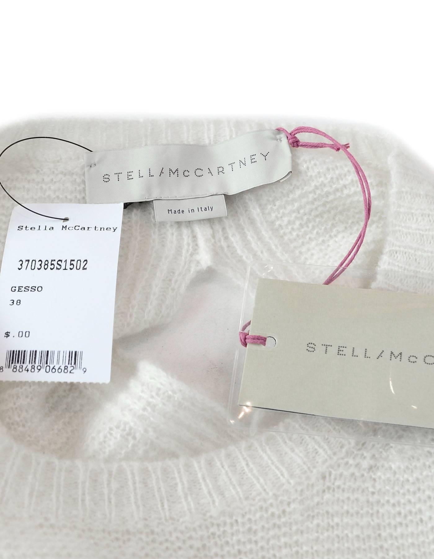 Stella McCartney Cream Cashmere & Silk Sweater Sz IT38 NWT In Excellent Condition In New York, NY
