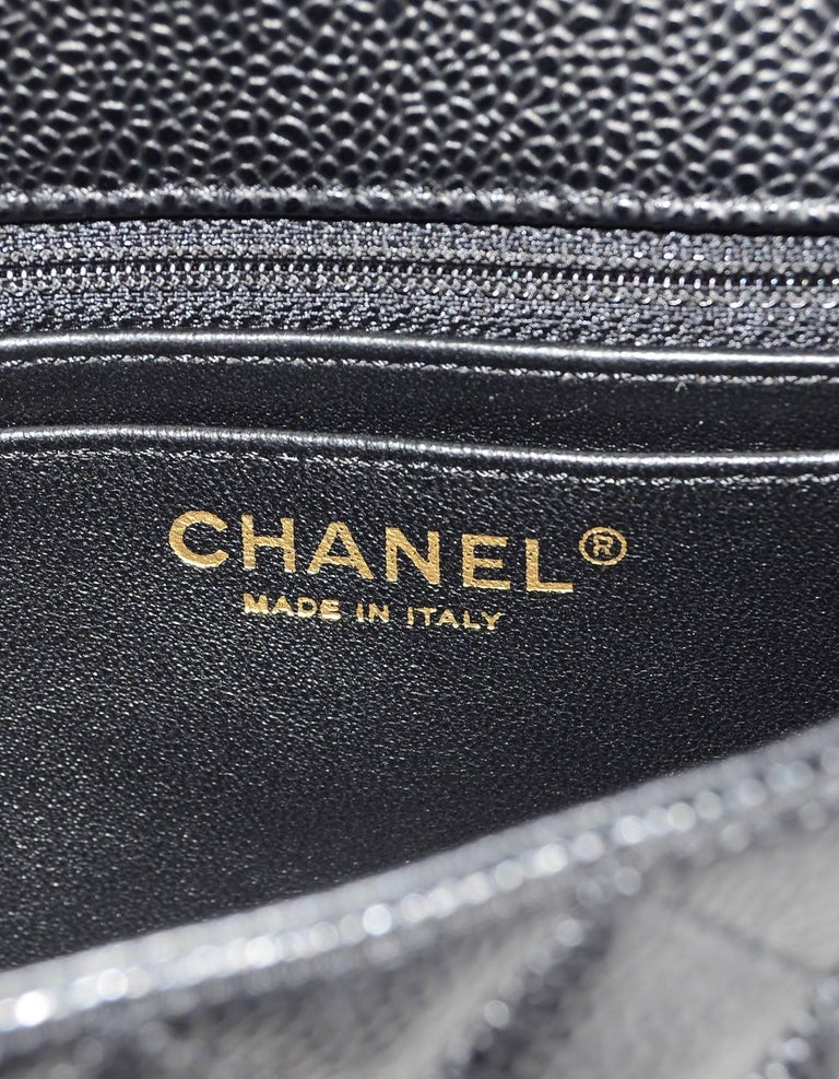 Chanel Black Quilted Caviar Leather Rectangular Mini Flap Crossbody Bag ...