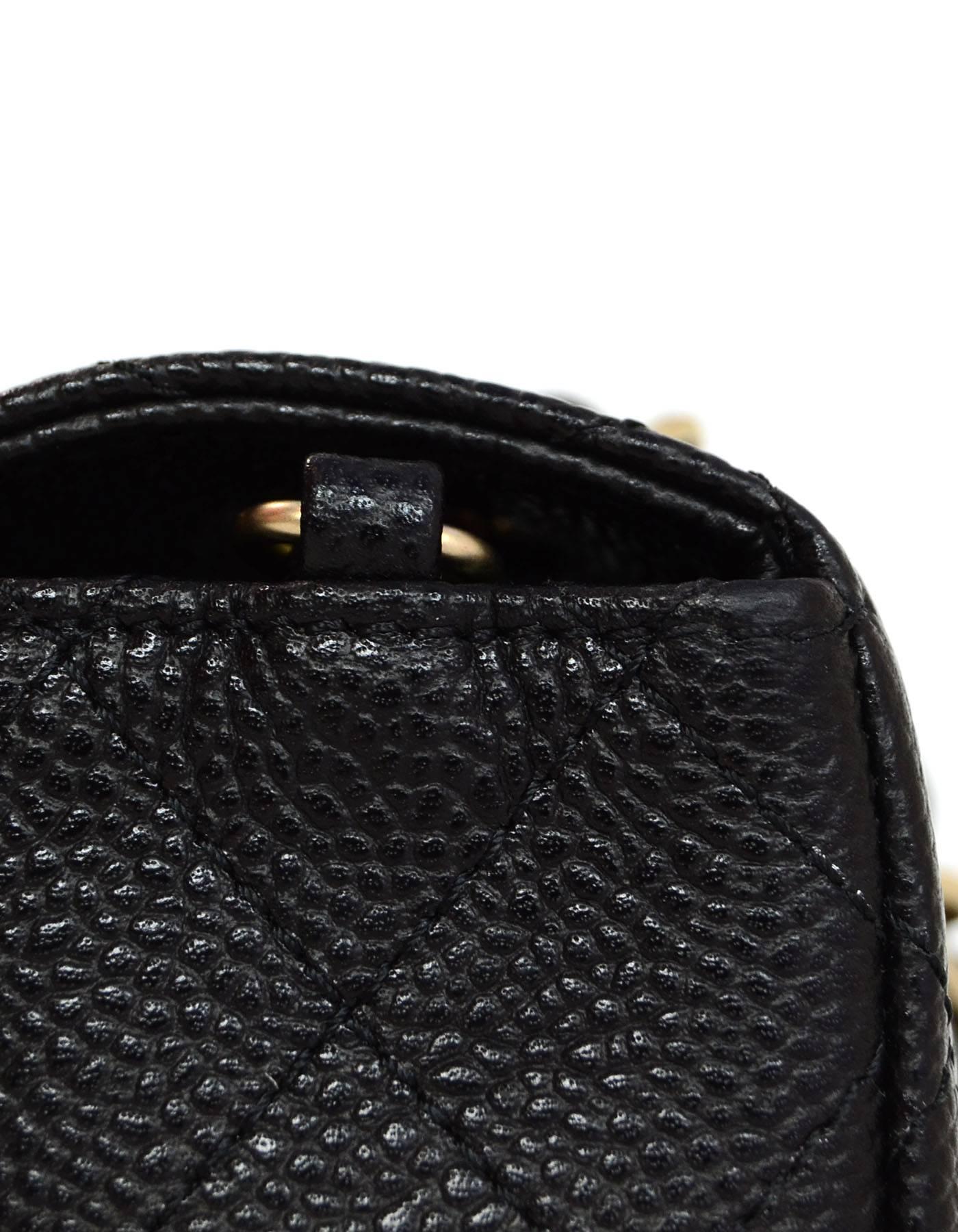 Women's Chanel Black Quilted Caviar Leather Rectangular Mini Flap Crossbody Bag