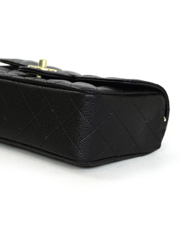 Chanel Black Quilted Caviar Leather Rectangular Mini Flap Crossbody Bag For Sale at 1stdibs