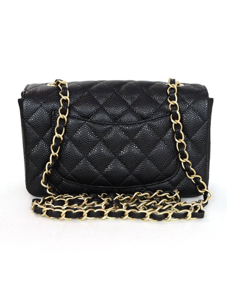 Chanel Black Quilted Caviar Leather Rectangular Mini Flap Crossbody Bag ...
