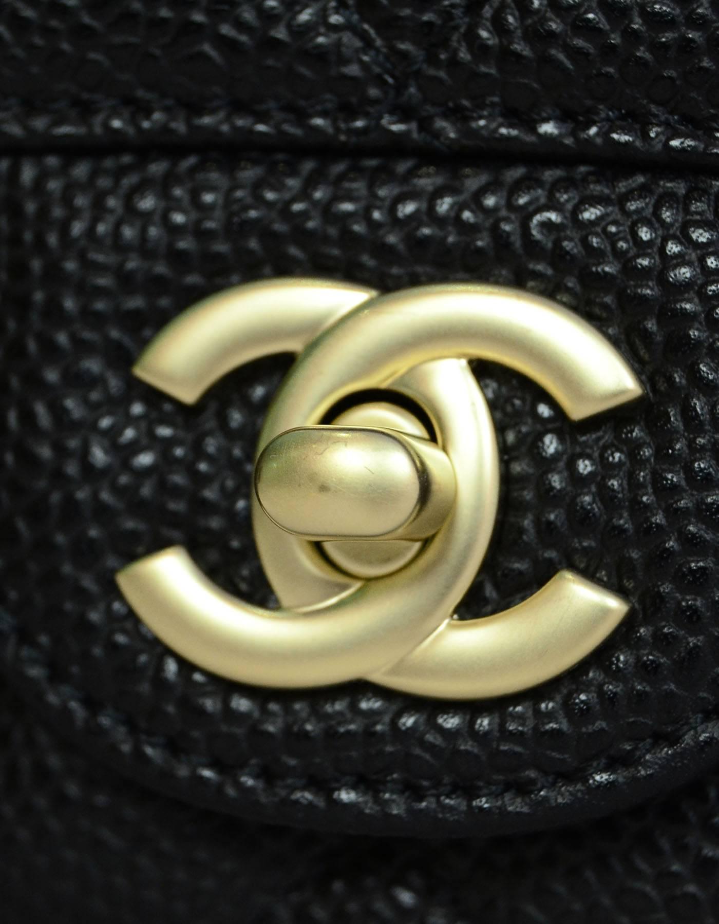 Chanel Black Quilted Caviar Leather Rectangular Mini Flap Crossbody Bag In Excellent Condition In New York, NY