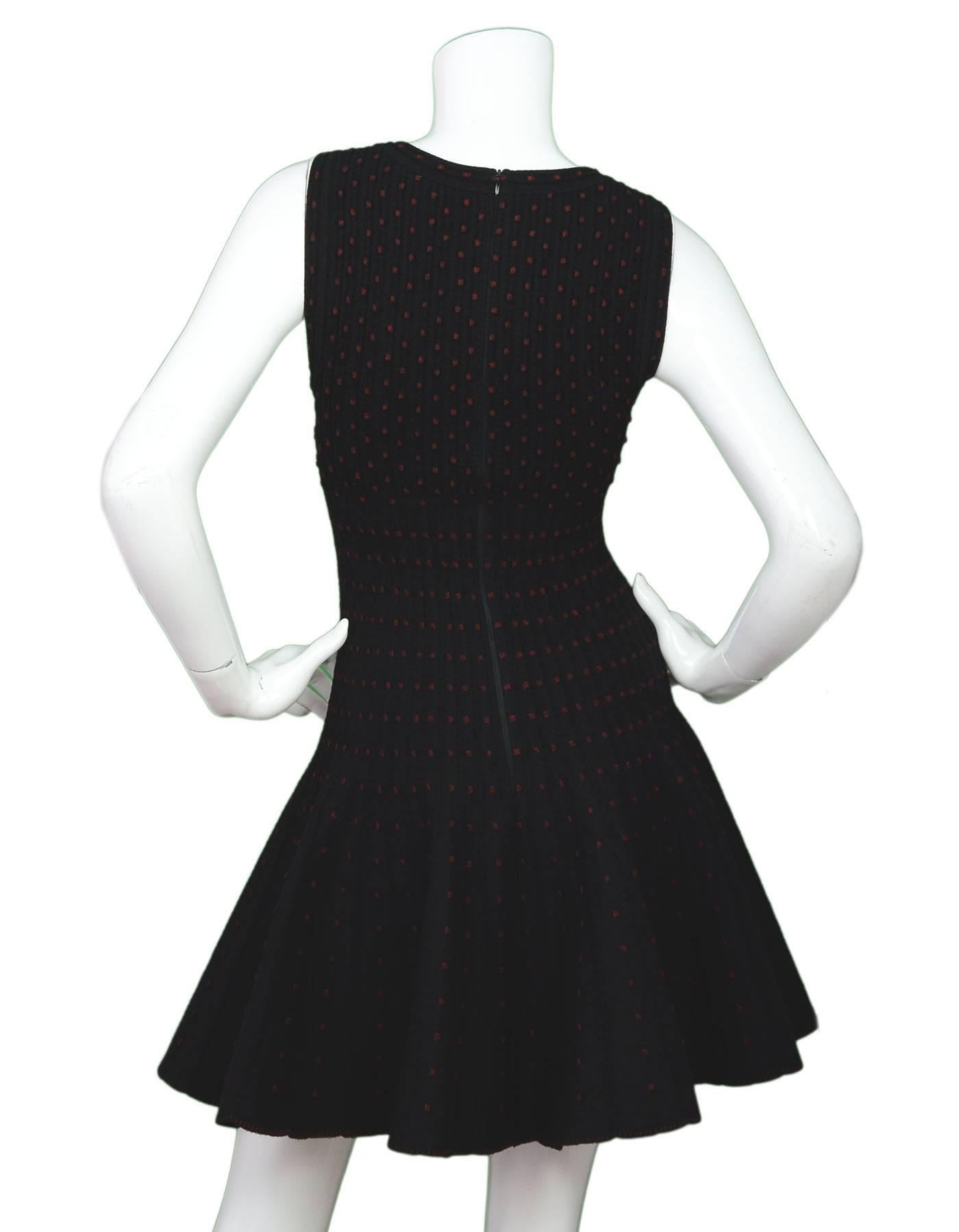Alaia Black & Red Polka Dot Fit & Flare Dress Sz FR36 In Excellent Condition In New York, NY
