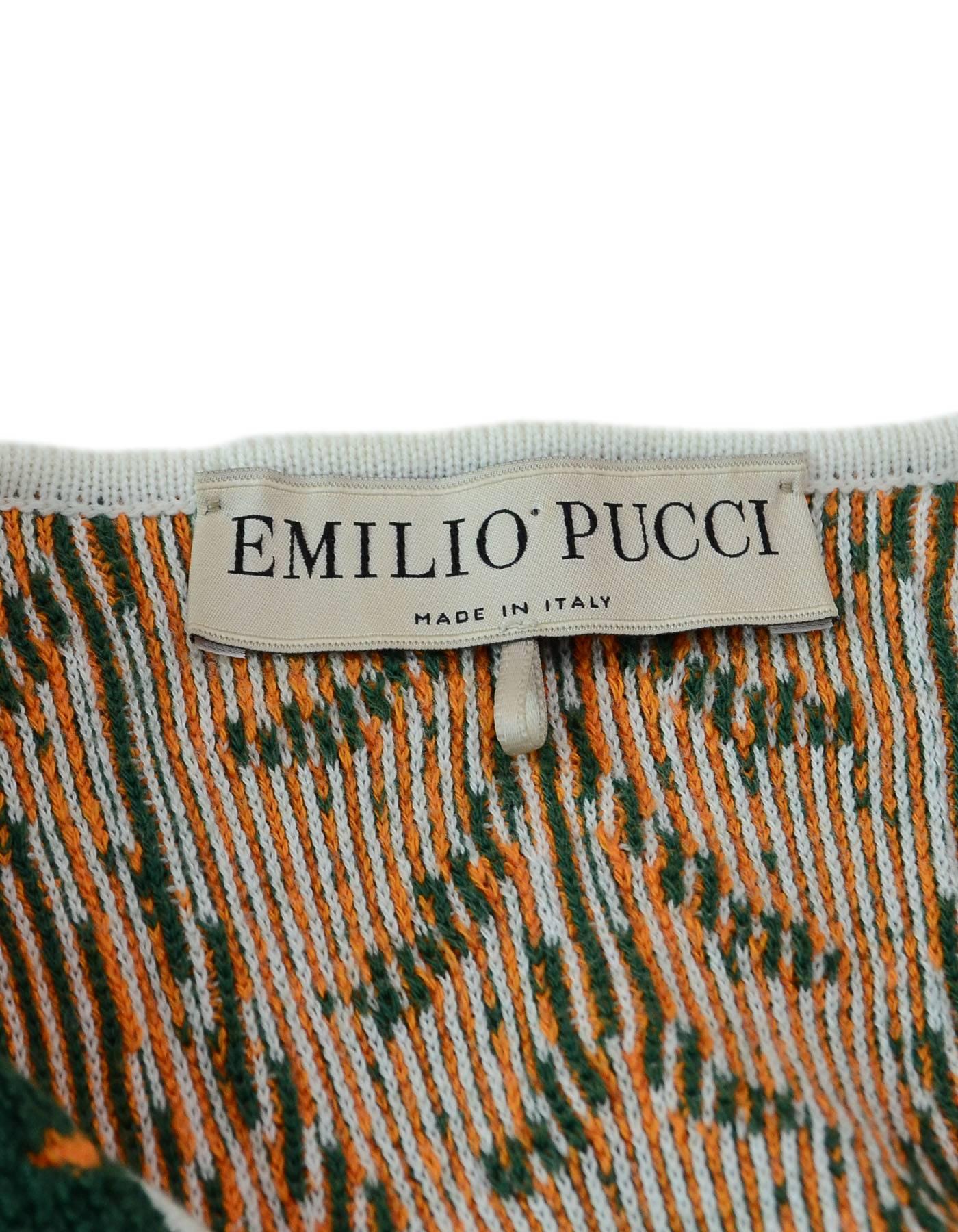 Emilio Pucci Orange Bell Sleeve Top Sz S with Box In Excellent Condition In New York, NY