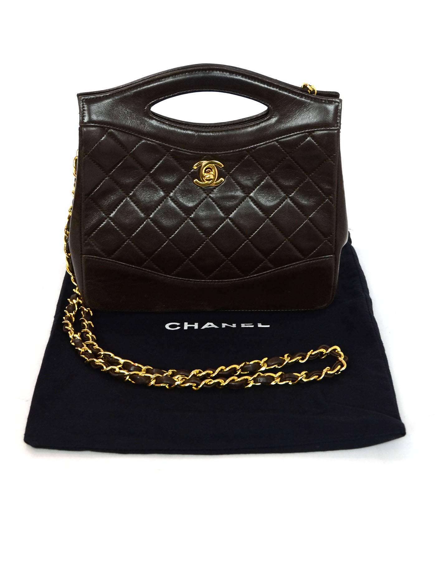 Chanel Vintage Brown Lambskin Quilted Mini Satchel Crossbody Bag 5