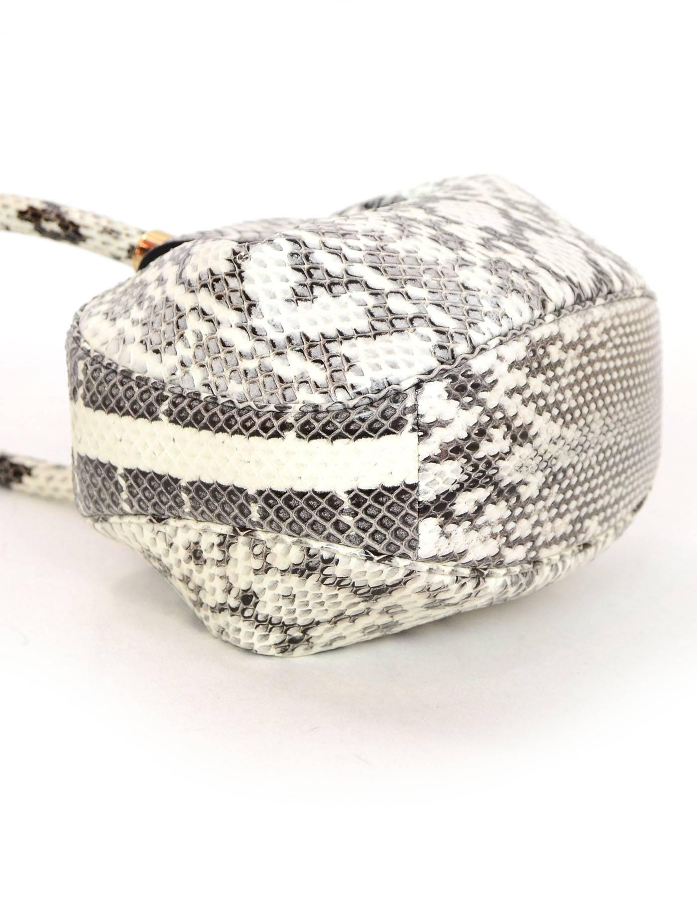 Gabriela Hearst Limited Edition Black & White Snakeskin Demi Handle Bag In Excellent Condition In New York, NY