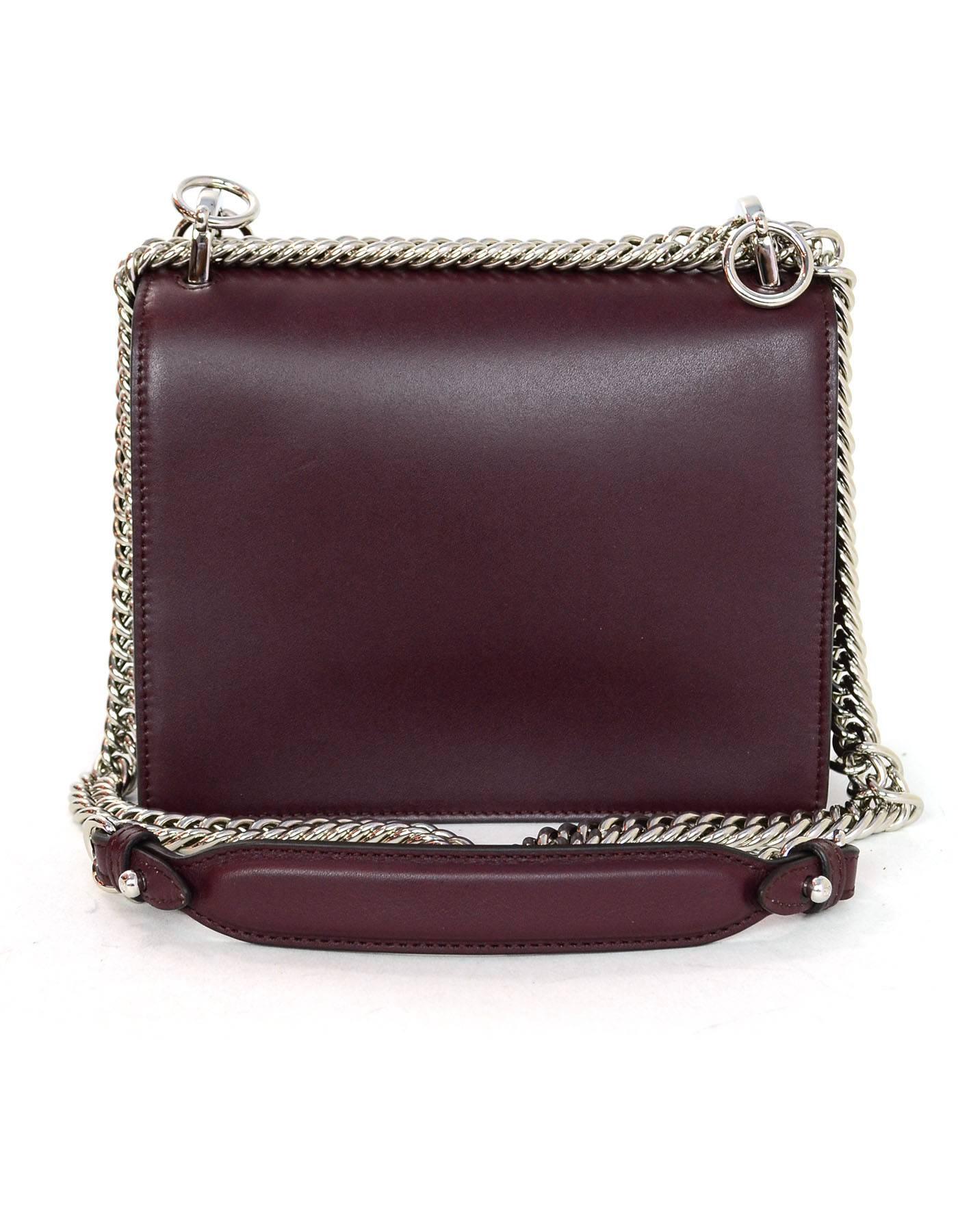 Gray Fendi Burgundy Leather Kan I Small Shoulder/Crossbody Bag 