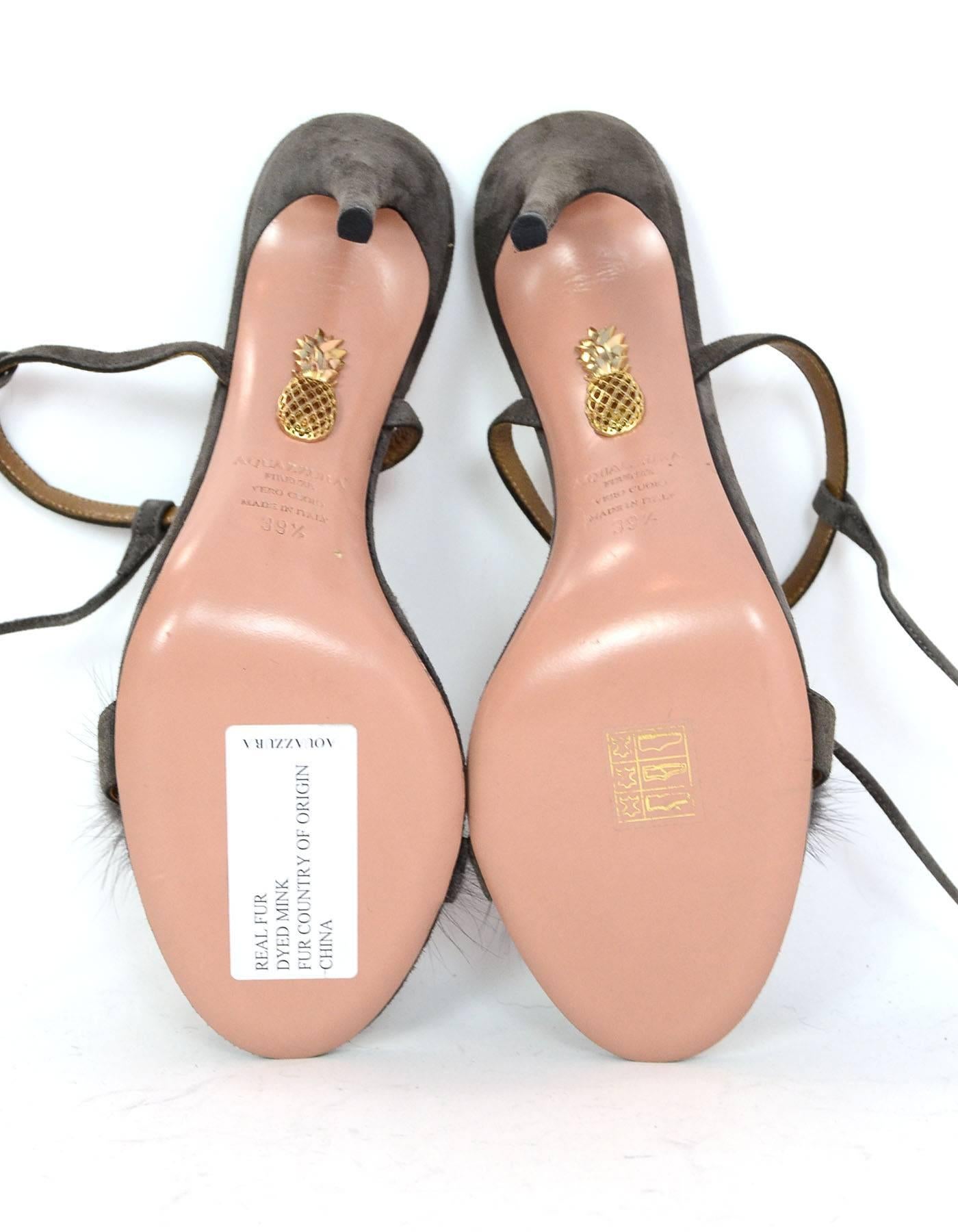 Women's Aquazzura Taupe Suede & Mink Wild Russian Sandals Sz 39.5 NEW