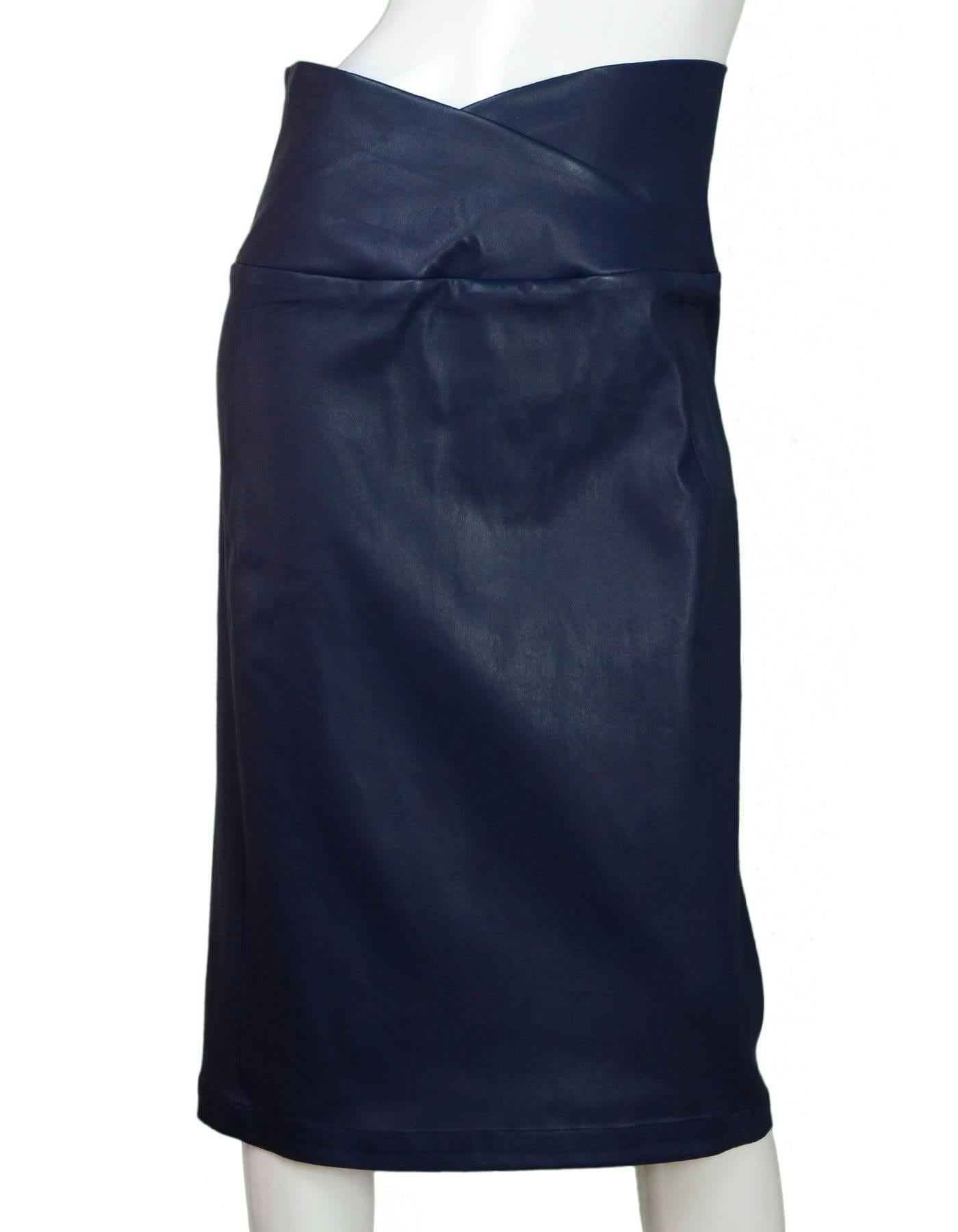 Black Zero + Maria Cornejo Navy Leather Nebi Skirt Sz 10 NWT