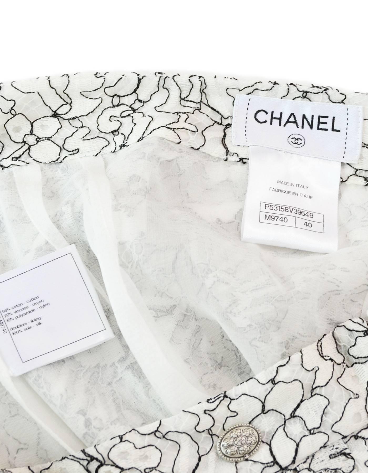Women's Chanel Black & White Lace Skirt Sz FR40