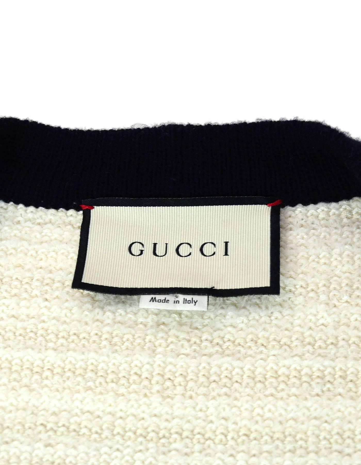 Gucci Cream & Navy Knit Cardigan Sz S 1