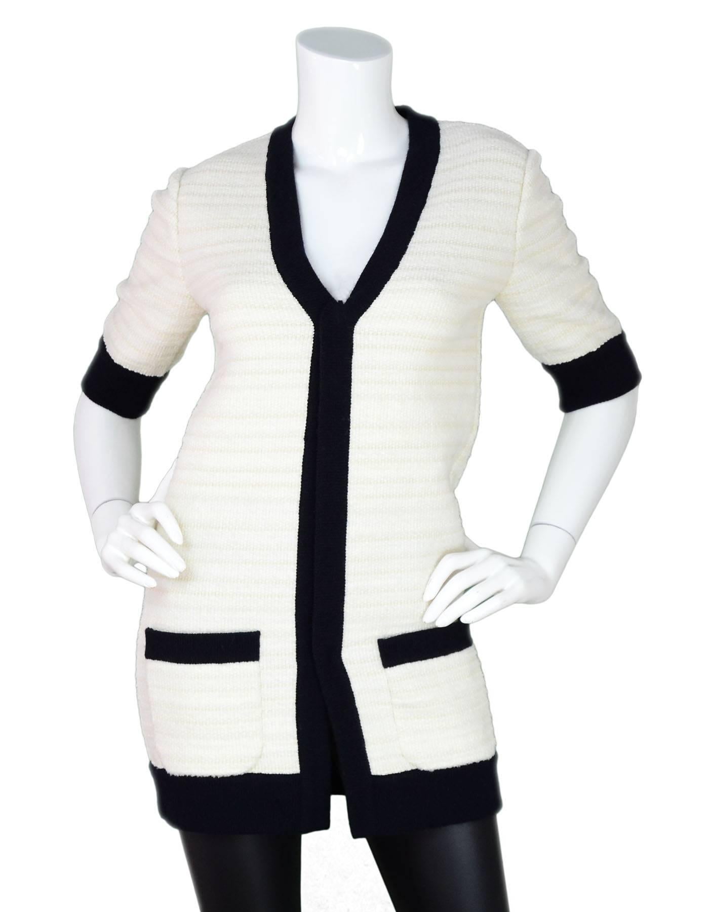 Gucci Cream & Navy Knit Cardigan Sz S In Excellent Condition In New York, NY