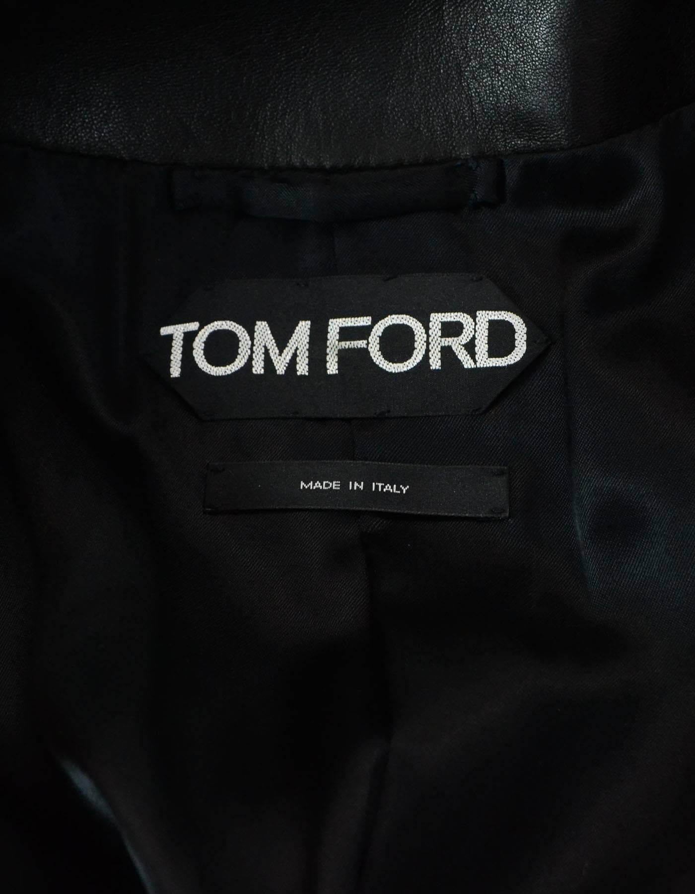 Women's Tom Ford Black Leather & Calf Hair Jacket Sz IT 38