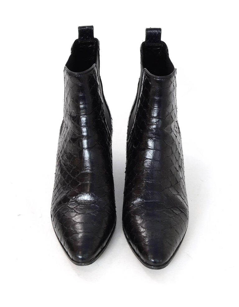 Saint Laurent Black Python Chelsea Ankle Boots Sz 38 For Sale at ...