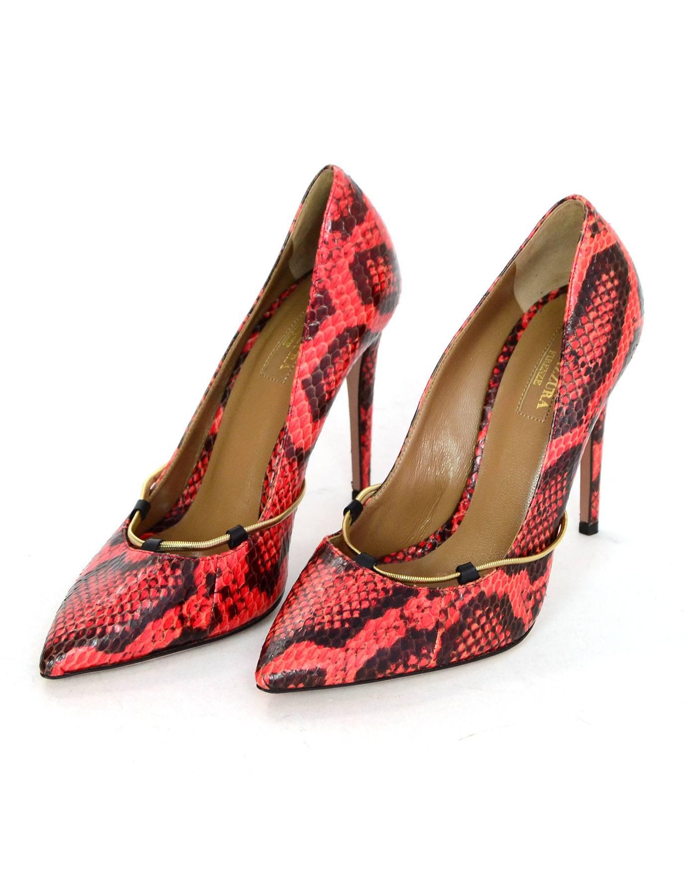 red snakeskin pumps