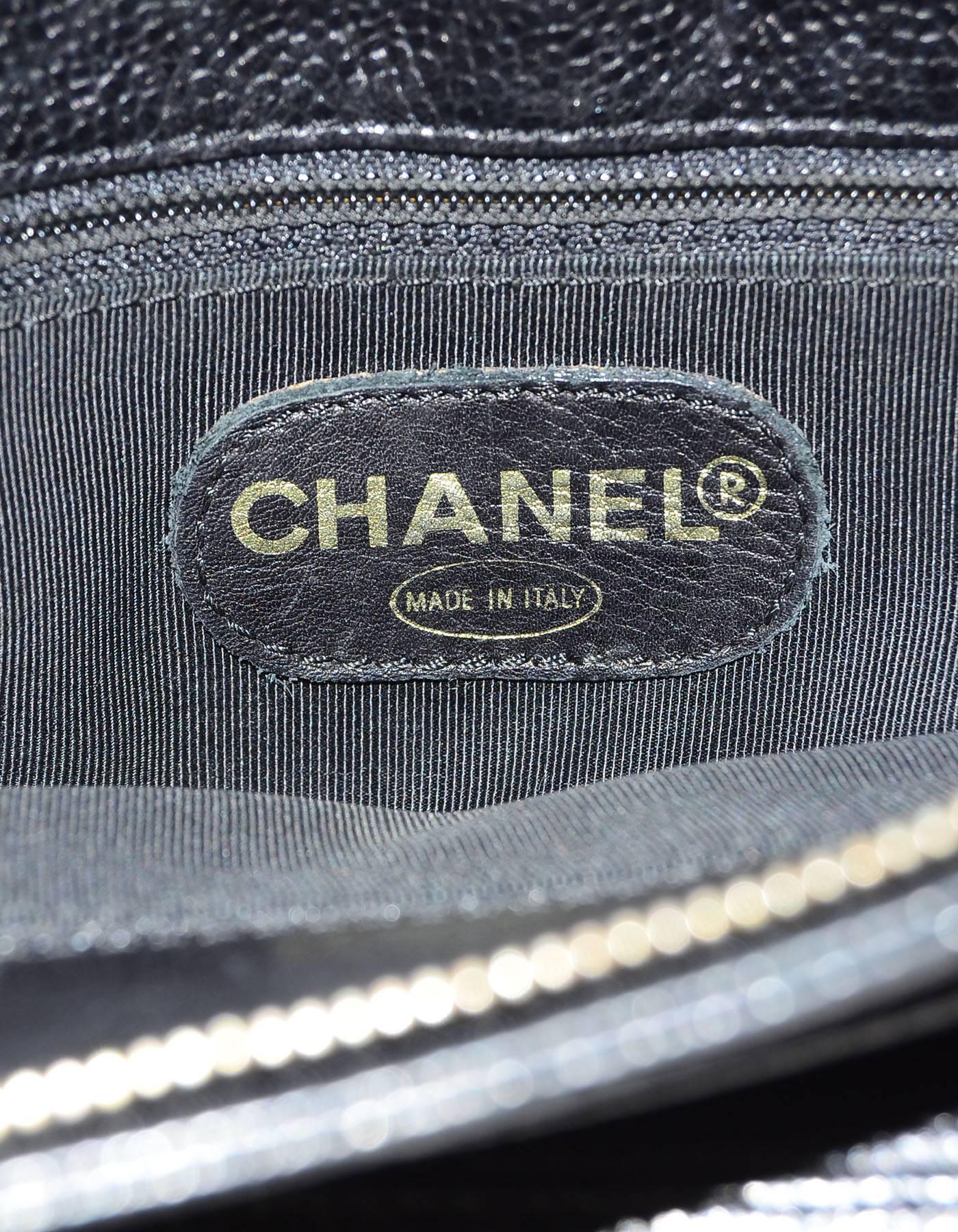 Chanel Vintage Black Caviar Leather CHANEL Logo Tote Bag 3