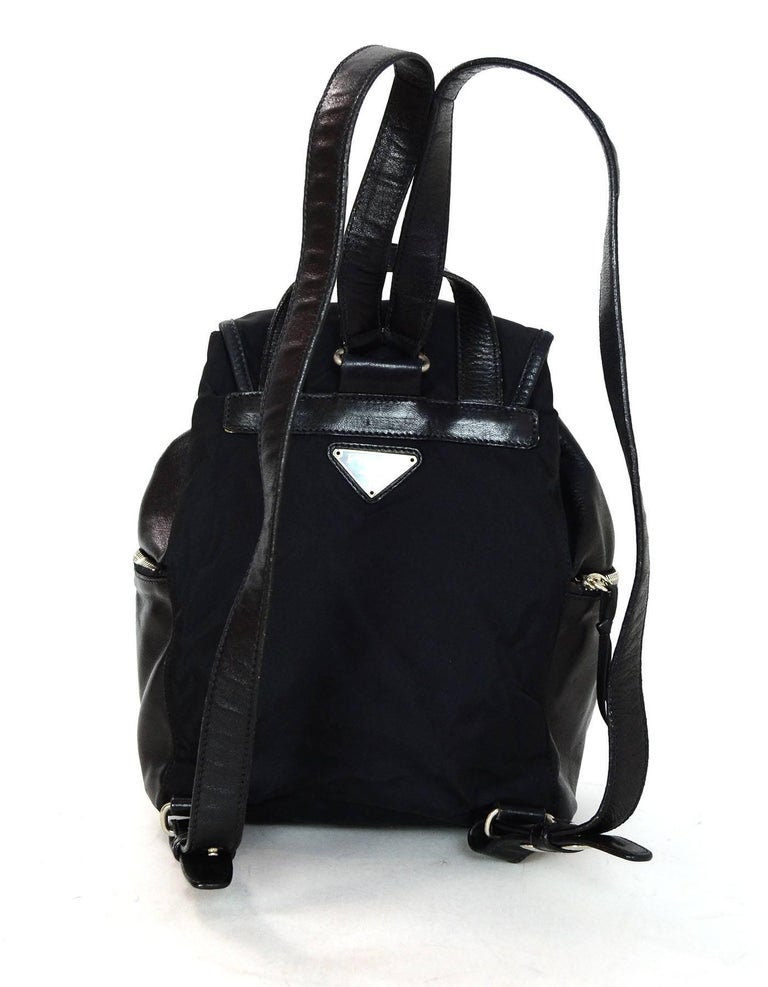 Prada Black Nylon and Leather Backpack Bag For Sale at 1stdibs