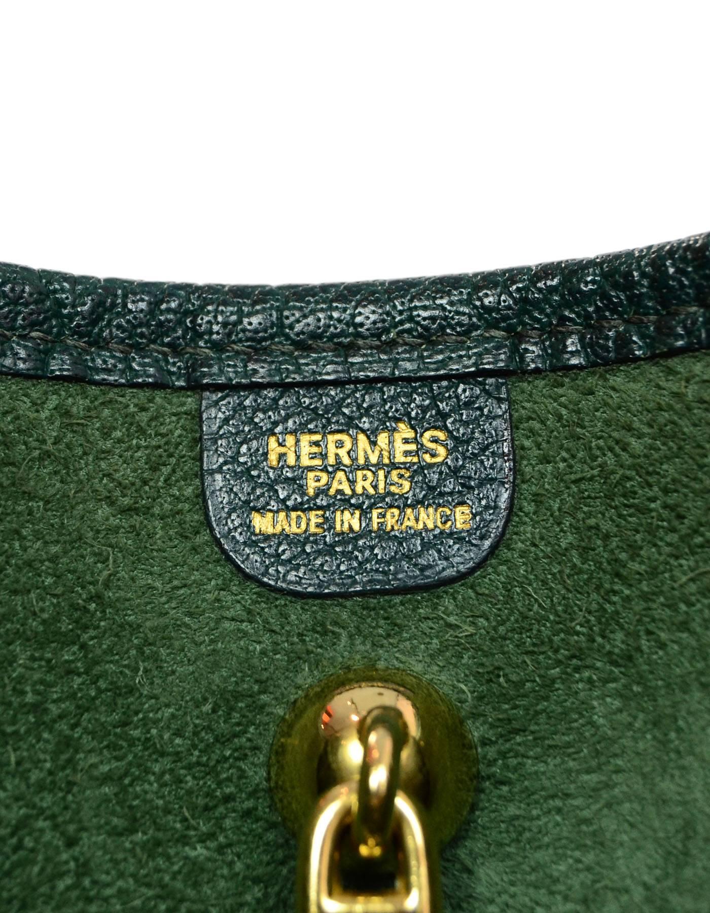 Hermes Green Vif Buffalo Leather 28cm Vespa PM Crossbody Bag In Excellent Condition In New York, NY
