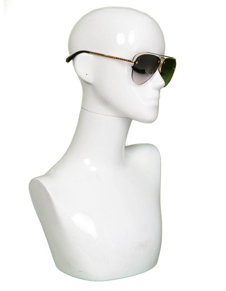 Louis Vuitton Goldtone Metal Rimless Aviator Grease Sunglasses Z1045W -  Yoogi's Closet