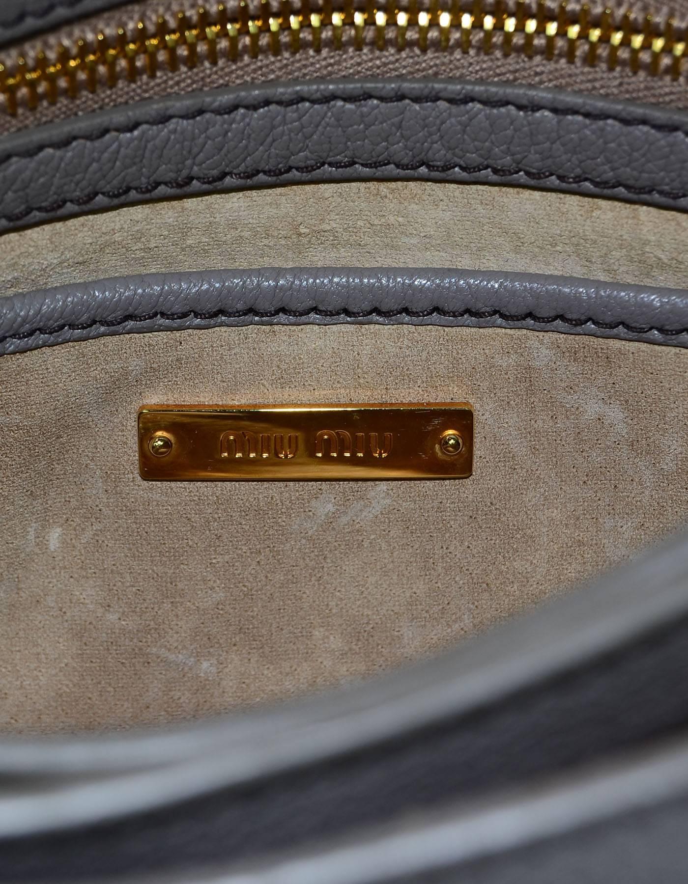 Miu Miu Grey Leather Pushlock Shoulder Bag 2