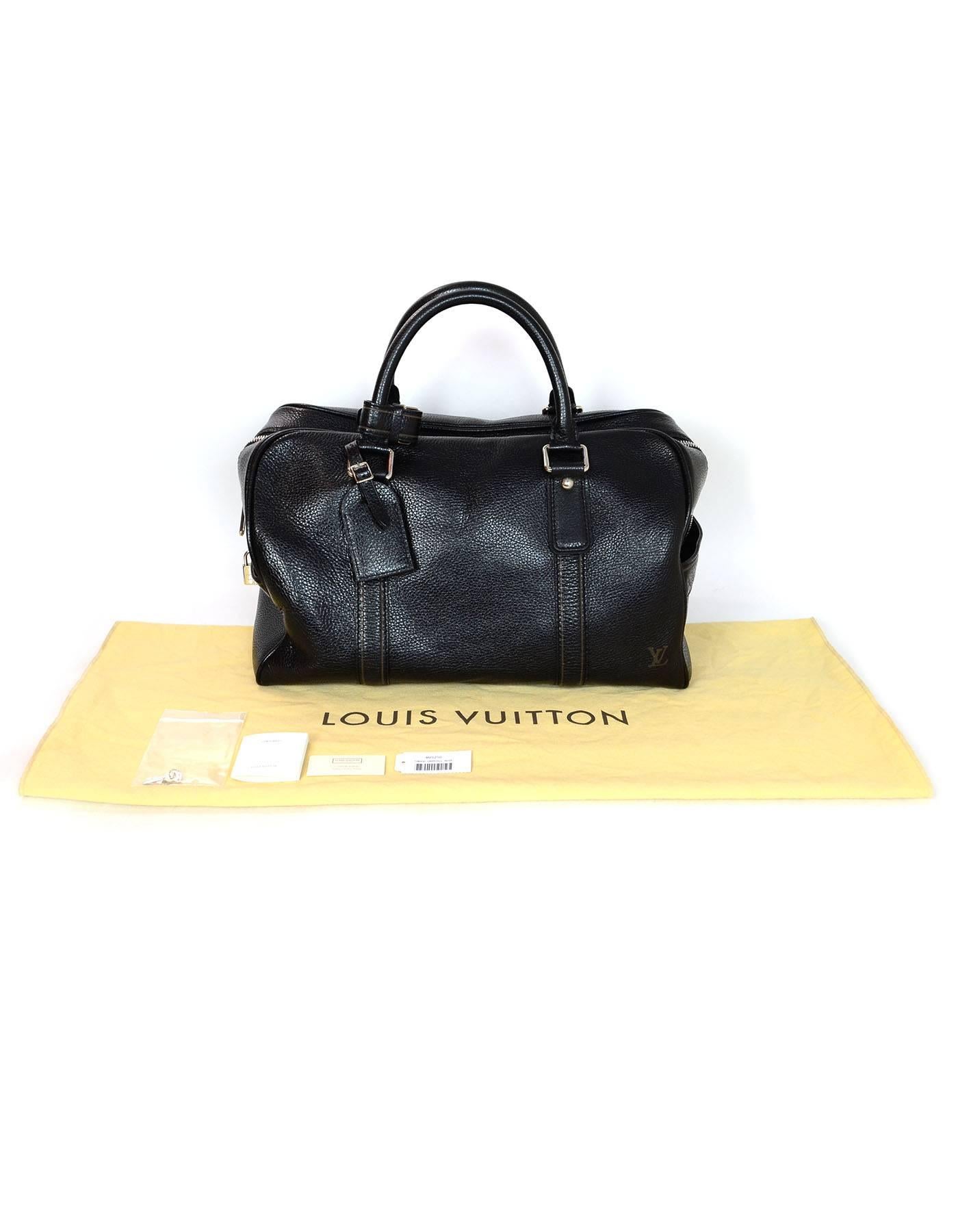 Louis Vuitton Black Noir Tobago Leather Carryall Duffel Bag  3