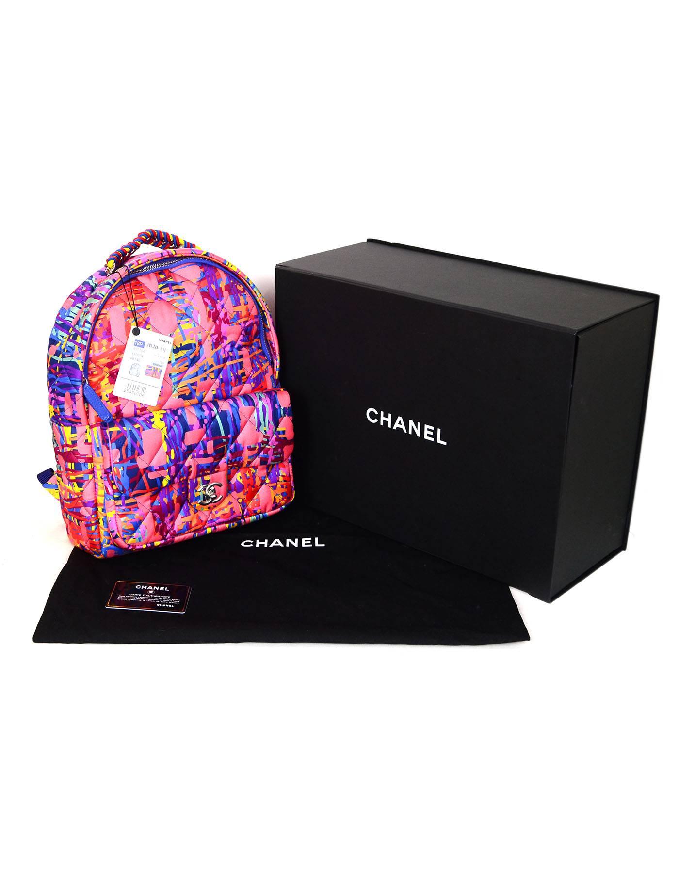 Chanel Pink and Multicolor Quilted Backpack Bag, 2018  2