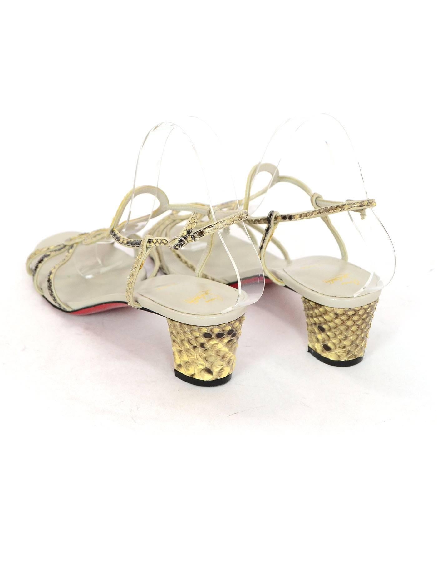 Christian Louboutin Python Troisronds Sandals Sz 38 In Excellent Condition In New York, NY