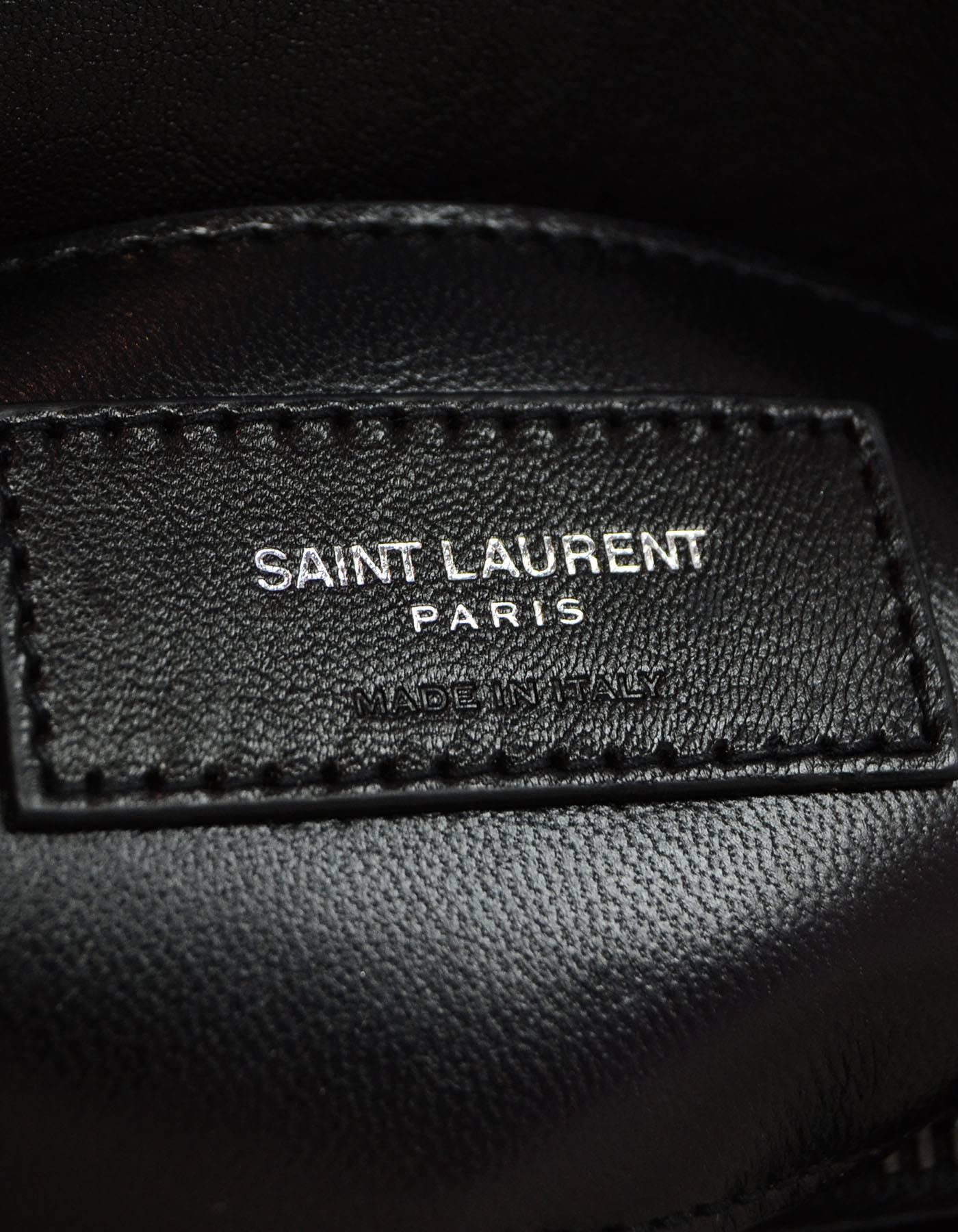 Saint Laurent Black on Black Sheepskin Chevron Large College Monogram Bag 2