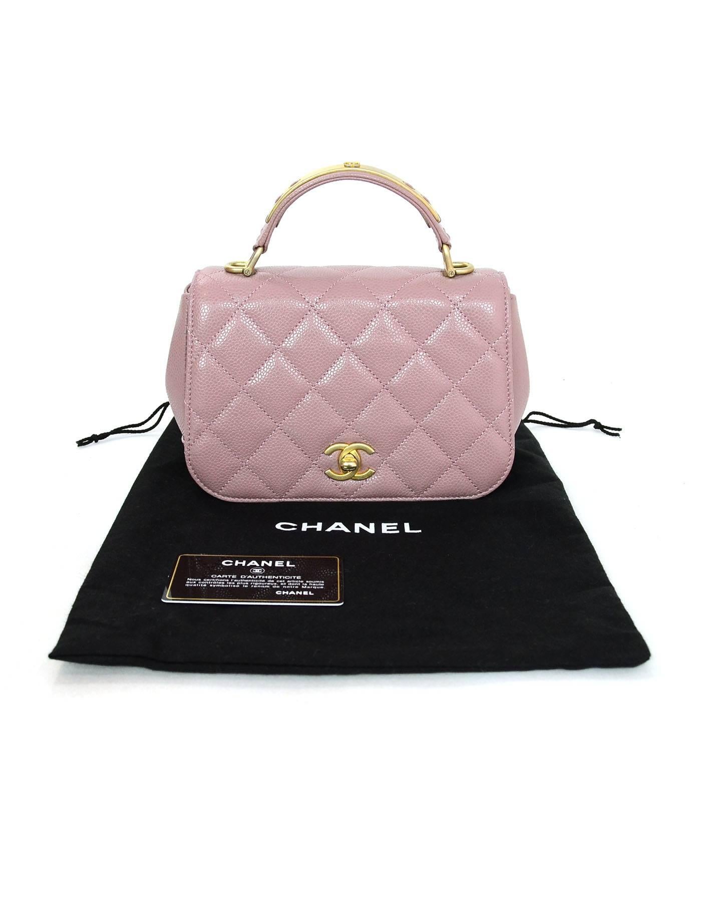 Chanel Blush Caviar Mini Carry Around Top Handle Bag with Dust Bag 3