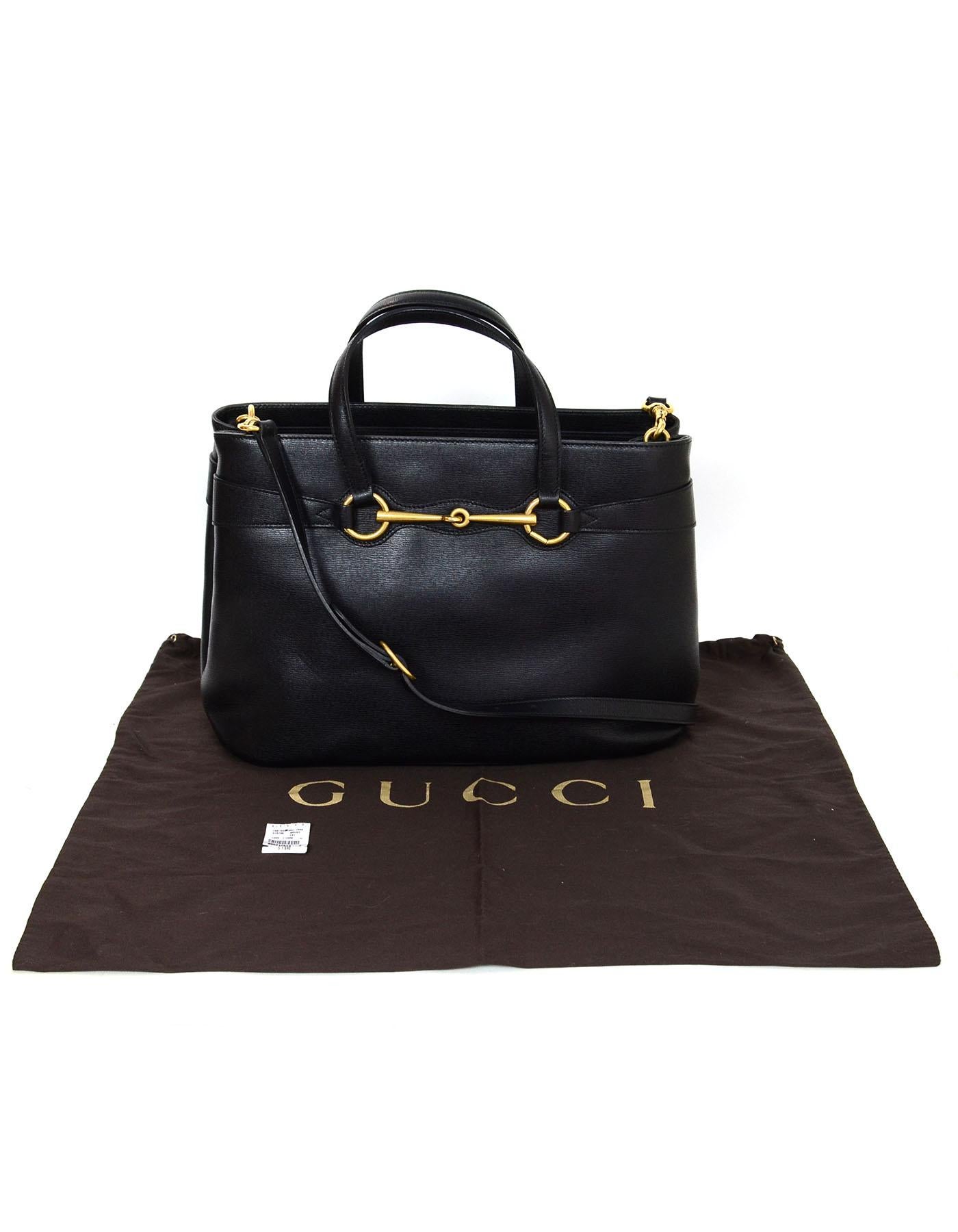 Gucci Black Medium Bright Bit Leather Satchel Bag with Dust Bag  6
