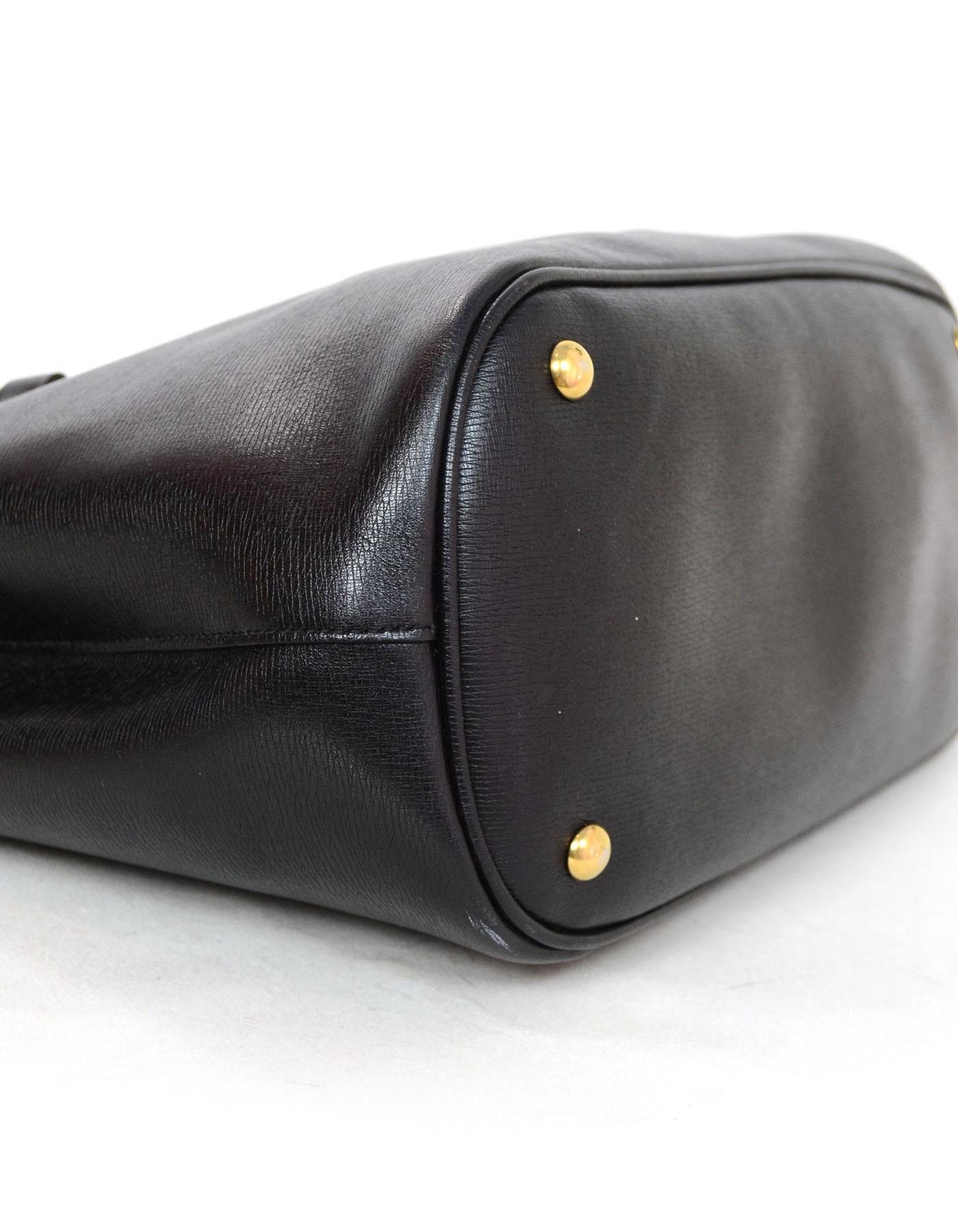 Women's Gucci Black Medium Bright Bit Leather Satchel Bag with Dust Bag 