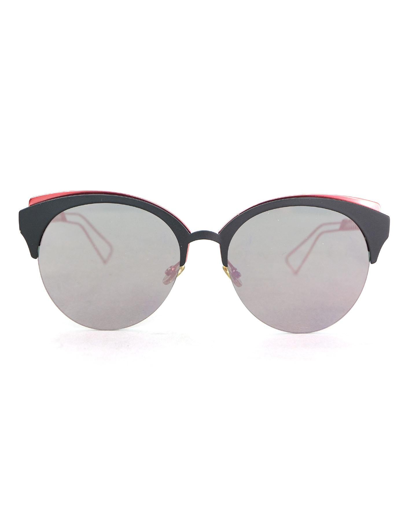 Beige Christian Dior Pink & Black Diorama Mirrored Sunglasses with Case