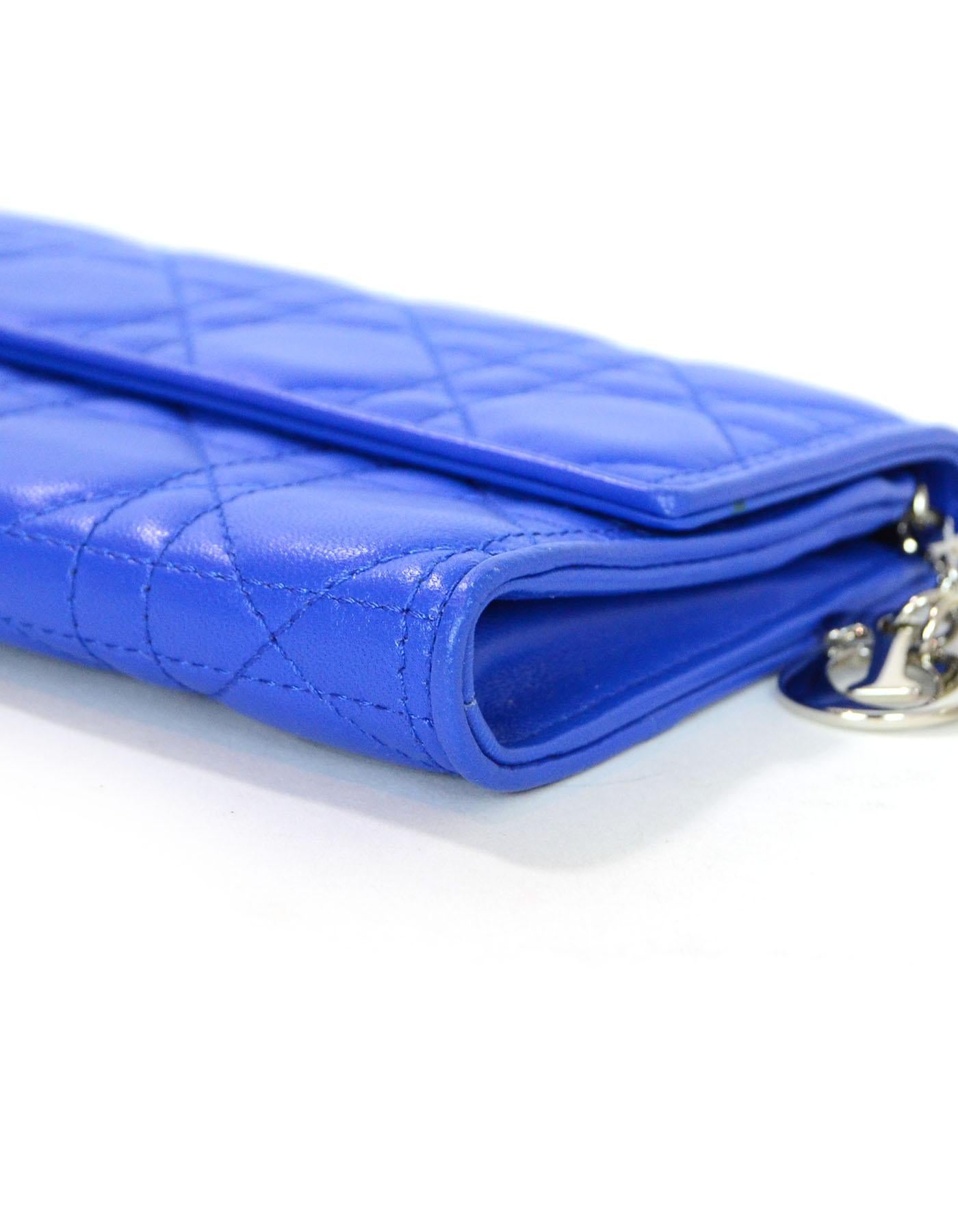 Christian Dior Cobalt Blue Cannage Rendezvous Wallet On Chain WOC Crossbody Bag 1